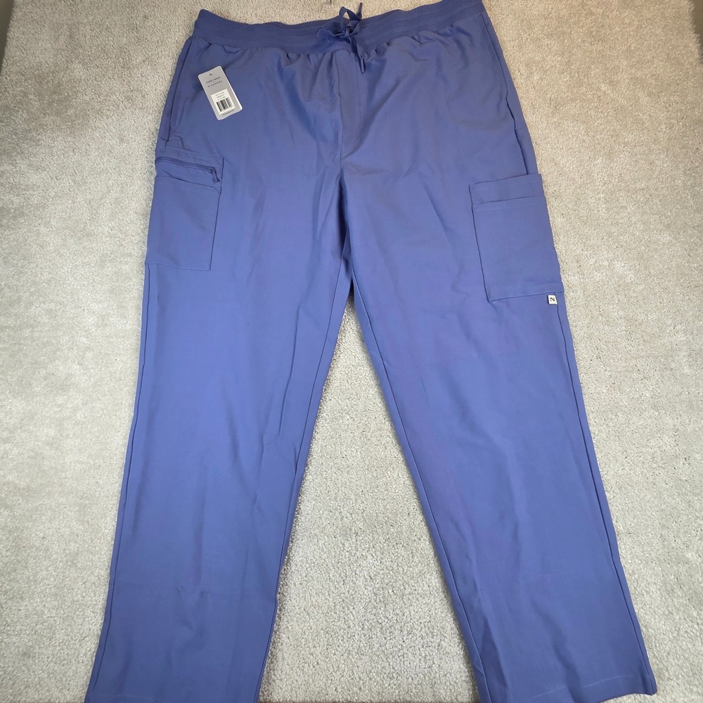 Care + Wear x Natori Women XL Ceil Blue Scrub Pants Cargo Straight NWT